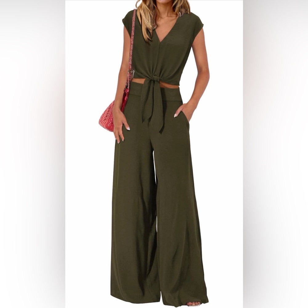 Pretty garden army Green Wide-Leg Pants